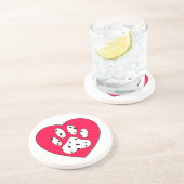 Dalmatiner Paw Print in rotem Herzen Sandstein Untersetzer (Seite)