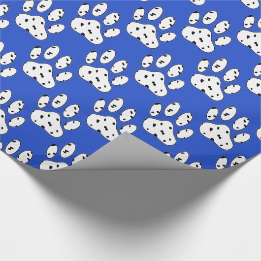 Dalmatiner Paw Print Pattern Blau Geschenkpapier (Ecke)
