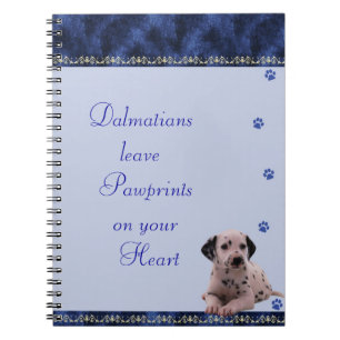Dalmatiner Pawrints auf Ihrem Herz-Notizbuch ~blue Notizblock