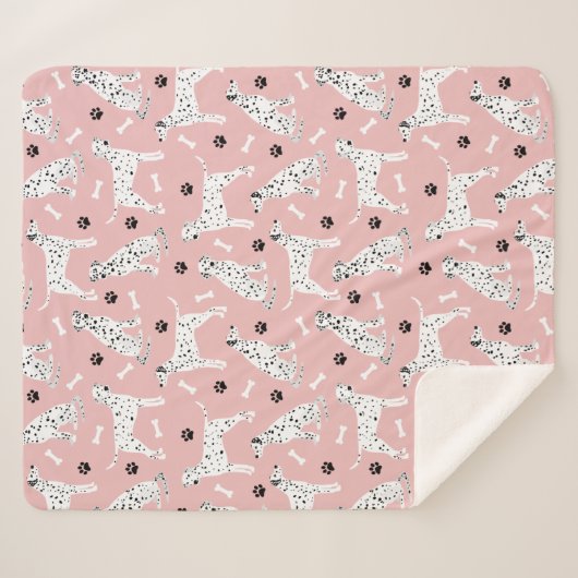 Dalmatiner Paws and Bones Sherpa Blanket Sherpadecke (Vorderseite (Horizontal))