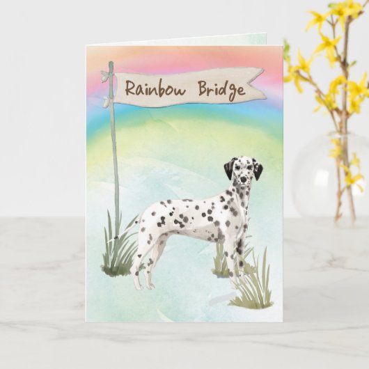 Dalmatiner Pet Beileid über Regenbogenbrücke Karte (Gelbe Blume)