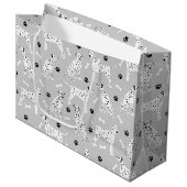 Dalmatiner Pfauen und Knochen Große Geschenktasche Geschenktüte (Vorderseite Schrägansicht)