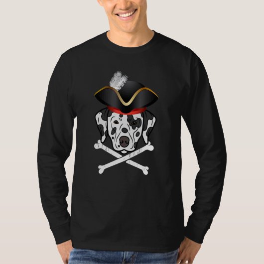 Dalmatiner Pirate Hund Halloween Piratenflagge T-Shirt (Vorderseite)