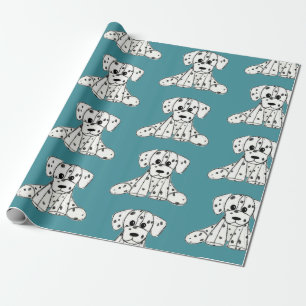 Dalmatiner-Plüschhund-Zeichnung Umriss einfach sch Geschenkpapier