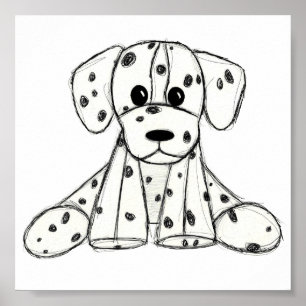 Dalmatiner-Plüschhund-Zeichnung Umriss einfach sch Poster