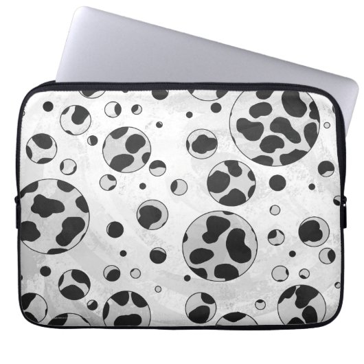 Dalmatiner Polka Dot Black und White Laptopschutzhülle (Vorderseite)