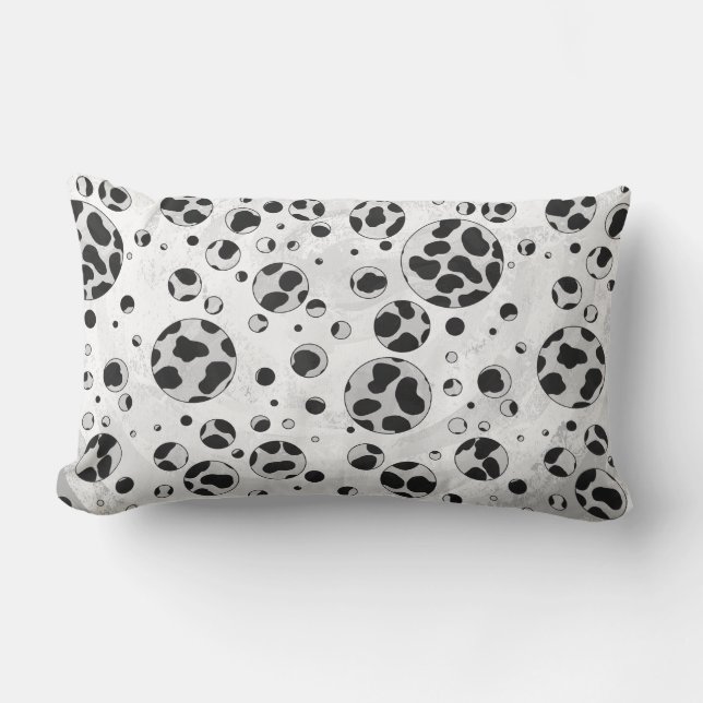 Dalmatiner Polka Dot Black und White Lendenkissen (Vorderseite)