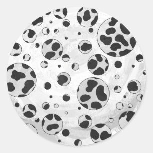 Dalmatiner Polka Dot Black und White Runder Aufkleber