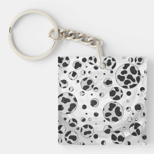 Dalmatiner Polka Dot Black und White Schlüsselanhänger (Vorderseite)