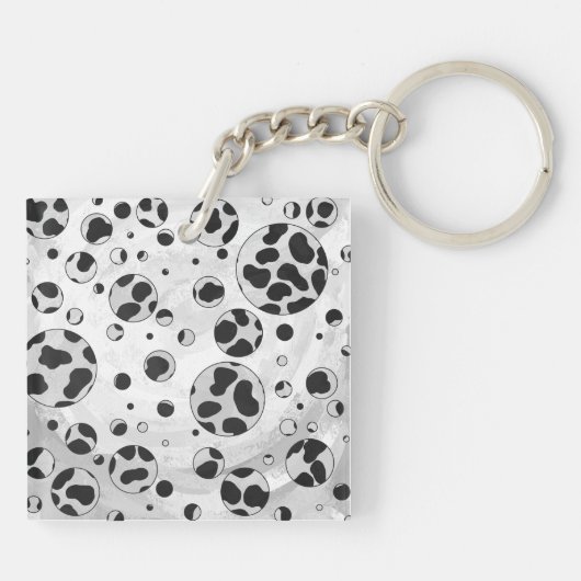 Dalmatiner Polka Dot Black und White Schlüsselanhänger (Rückseite)