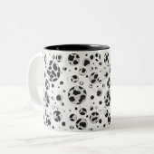 Dalmatiner Polka Dot Black und White Zweifarbige Tasse (Vorderseite Links)