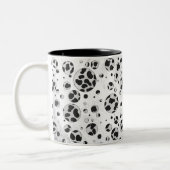 Dalmatiner Polka Dot Black und White Zweifarbige Tasse (Links)