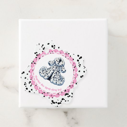 Dalmatiner Print Birthday | Schwarz-Weiß-Party Geschenkanhänger (Beispiel)