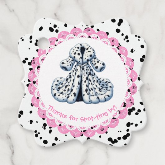 Dalmatiner Print Birthday | Schwarz-Weiß-Party Geschenkanhänger (Vorderseite)