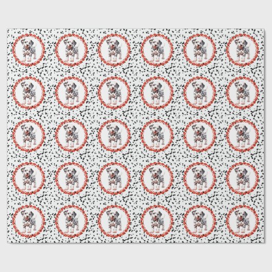 Dalmatiner Print Birthday | Schwarz-Weiß-Party Geschenkpapier (Flach)