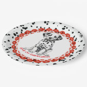 Dalmatiner Print Birthday | Schwarz-Weiß-Party Pappteller (Schrägansicht)