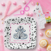 Dalmatiner Print Birthday | Schwarz-Weiß-Party Pappteller (Party)