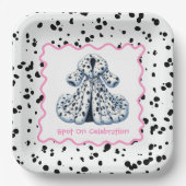 Dalmatiner Print Birthday | Schwarz-Weiß-Party Pappteller (Vorderseite)