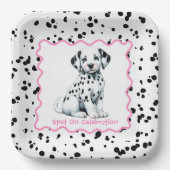 Dalmatiner Print Birthday | Schwarz-Weiß-Party Pappteller (Vorderseite)