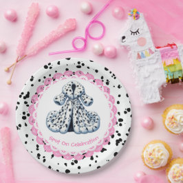 Dalmatiner Print Birthday | Schwarz-Weiß-Party Pappteller