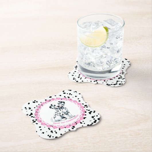 Dalmatiner Print Birthday | Schwarz-Weiß-Party Untersetzer (Vor Ort)