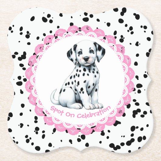 Dalmatiner Print Birthday | Schwarz-Weiß-Party Untersetzer (Vorderseite)