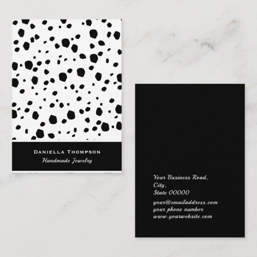 Dalmatiner Print Pattern Schmuck Ohrring Display Visitenkarte (Vorne/Hinten)
