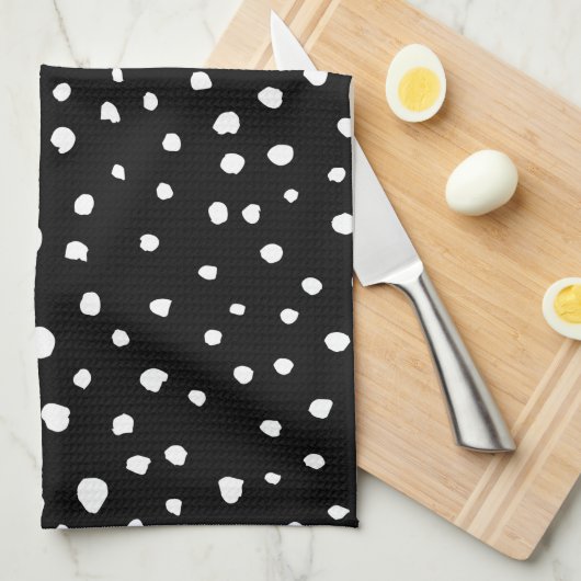 Dalmatiner Punkte, Dalmatiner Spots, Schwarz und W Geschirrtuch (Viertel Falte)
