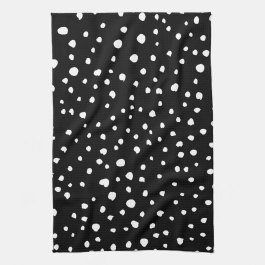 Dalmatiner Punkte, Dalmatiner Spots, Schwarz und W Geschirrtuch (Vertikal)