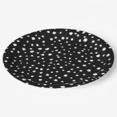 Dalmatiner Punkte, Dalmatiner Spots, Schwarz und W Pappteller (Schrägansicht)