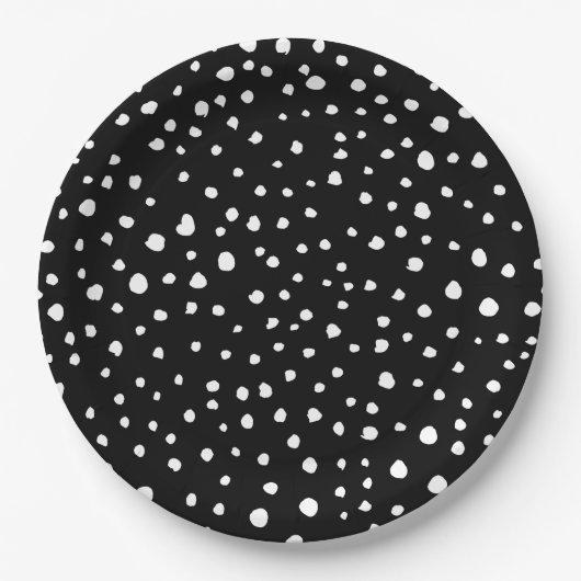 Dalmatiner Punkte, Dalmatiner Spots, Schwarz und W Pappteller (Vorderseite)