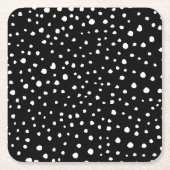 Dalmatiner Punkte, Dalmatiner Spots, Schwarz und W Rechteckiger Pappuntersetzer (Vorderseite)