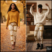 Dalmatiner Punkte mit gelbbraunen, breiten Linien Leggings