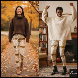 Dalmatiner Punkte mit gelbbraunen, breiten Linien Leggings