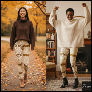 Dalmatiner Punkte mit gelbbraunen, breiten Linien Leggings