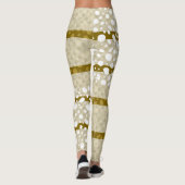 Dalmatiner Punkte mit gelbbraunen, breiten Linien Leggings (Rückseite)