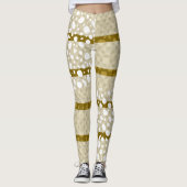 Dalmatiner Punkte mit gelbbraunen, breiten Linien Leggings (Vorderseite)