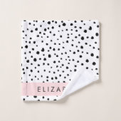 Dalmatiner Punkte, Punkte, schwarz und weiß, Ihr N Badhandtuch Set (Waschlappen)