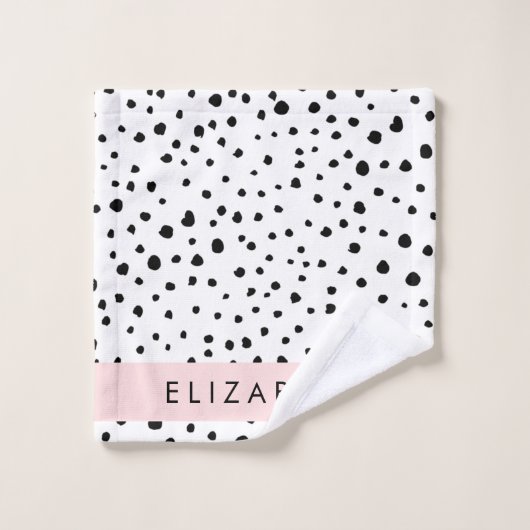 Dalmatiner Punkte, Punkte, schwarz und weiß, Ihr N Badhandtuch Set (Waschlappen)