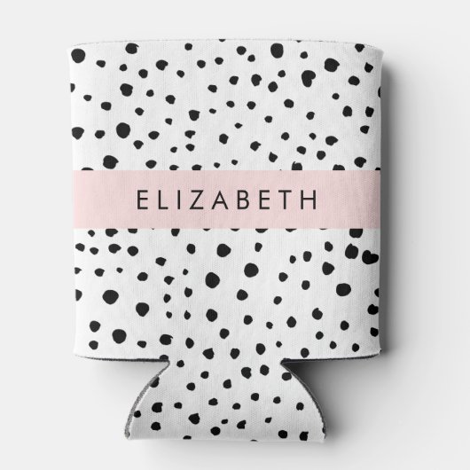 Dalmatiner Punkte, Punkte, schwarz und weiß, Ihr N Dosenkühler (Rückseite)