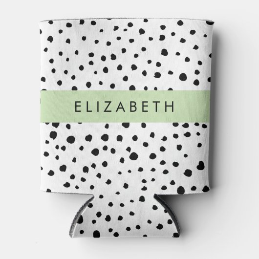 Dalmatiner Punkte, Punkte, schwarz und weiß, Ihr N Dosenkühler (Vorderseite)