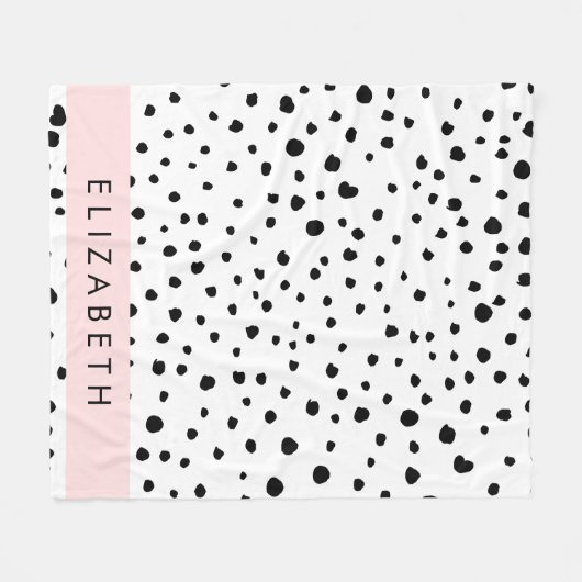 Dalmatiner Punkte, Punkte, schwarz und weiß, Ihr N Fleecedecke (Vorderseite (Horizontal))