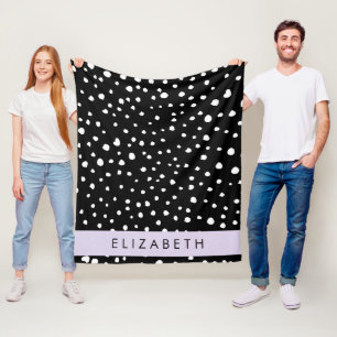 Dalmatiner Punkte, Punkte, schwarz und weiß, Ihr N Fleecedecke