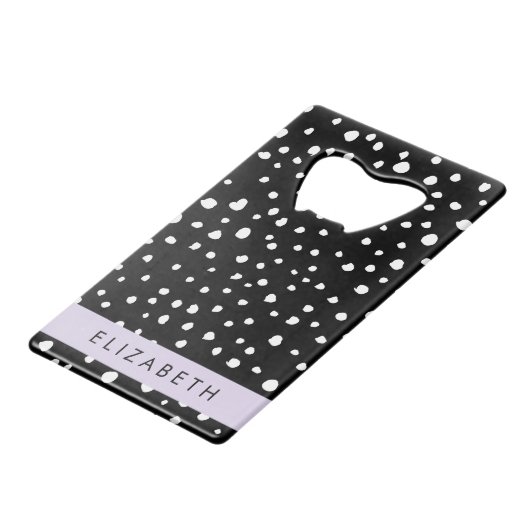 Dalmatiner Punkte, Punkte, schwarz und weiß, Ihr N Geldbeutel Flaschenöffner (Rückseite Schrägansicht)