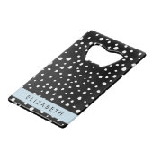 Dalmatiner Punkte, Punkte, schwarz und weiß, Ihr N Geldbeutel Flaschenöffner (Vorderseite Schrägansicht)