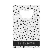 Dalmatiner Punkte, Punkte, schwarz und weiß, Ihr N Geldbeutel Flaschenöffner (Rückseite)