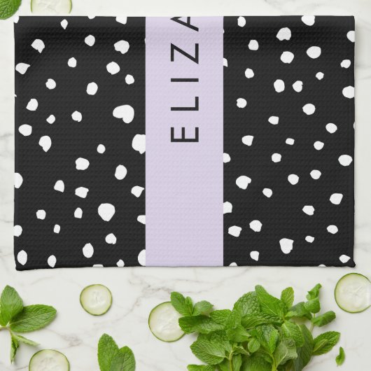 Dalmatiner Punkte, Punkte, schwarz und weiß, Ihr N Geschirrtuch (Gefaltet)