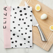 Dalmatiner Punkte, Punkte, schwarz und weiß, Ihr N Geschirrtuch (Viertel Falte)