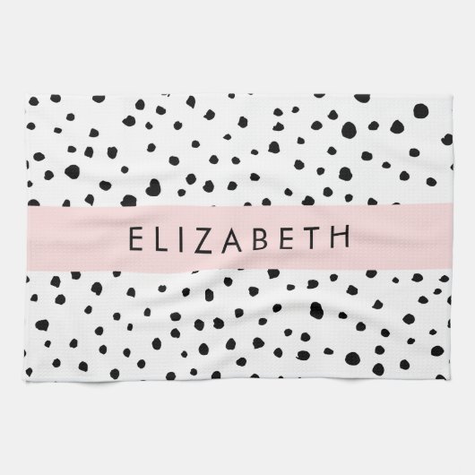 Dalmatiner Punkte, Punkte, schwarz und weiß, Ihr N Geschirrtuch (Horizontal)