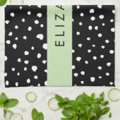 Dalmatiner Punkte, Punkte, schwarz und weiß, Ihr N Geschirrtuch (Gefaltet)